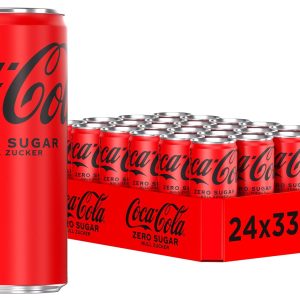 Coca-Cola Zero Sugar - Caffeinated Soft Drink with Original Coca-Cola Flavour - Zero Sugar and No Calories - in Stylish Tins (24 x 330 ml)