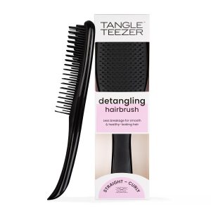Tangle Teezer Ultimate Detangler Midnight Black Hair Brush for Wet and Dry Hair. Ergonomic Handle. Painless Detangling. Ideal for Conditioner Distribution. Eco-Friendly