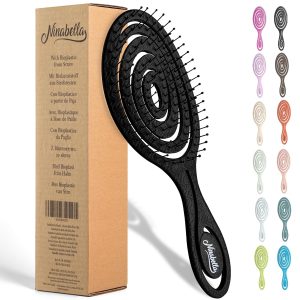 Ninabella Hair Brush without Pulling - Brush for Men and Women - Detangler Brush Also for Curls & Long Hair - Detangling Brush Hair Brushes - Black